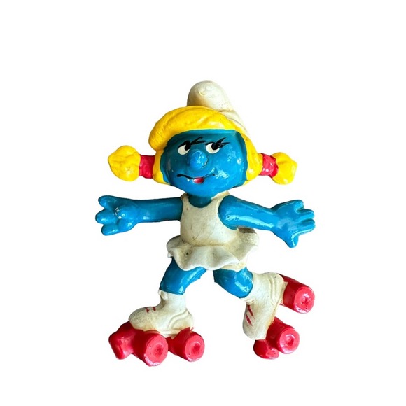Vintage Roller Skates Smurfette Schleich Figure 1980 - Picture 1 of 6